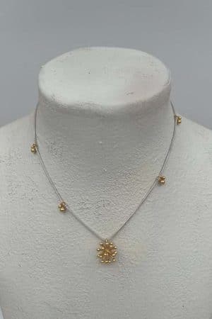 Gold Star Cluster on Silver Chain Necklace