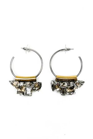 Mixed Metal  Glass Hoop Earring