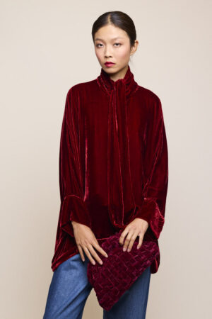 Velvet Tie Shirt Bordeaux