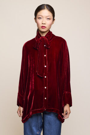 Velvet Tie Shirt Bordeaux