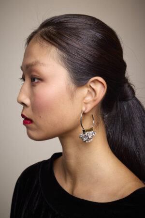 Mixed Metal  Glass Hoop Earring