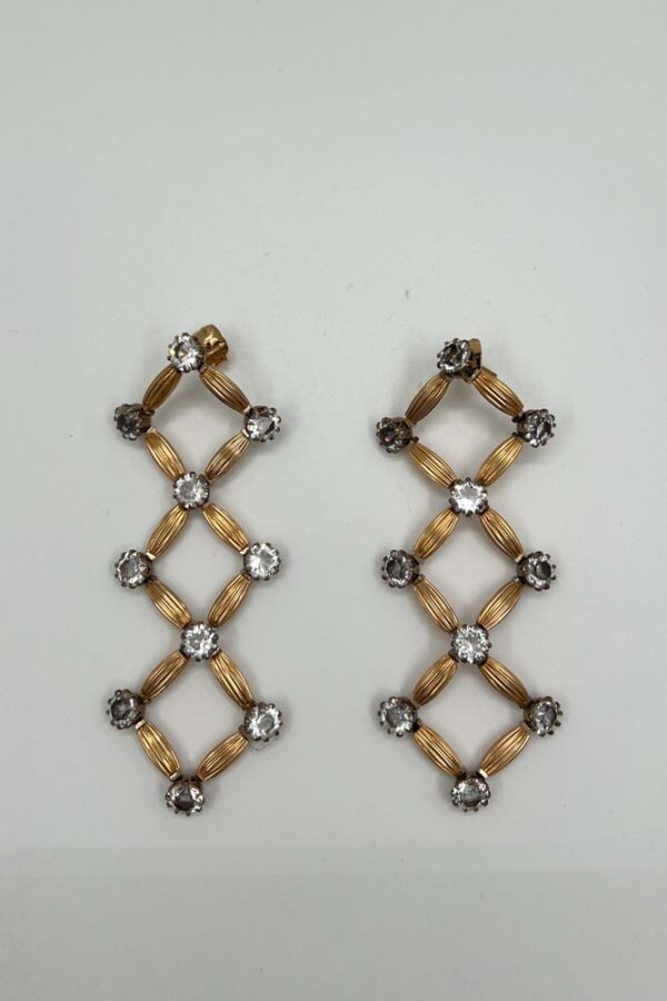 Crystal & Brass Earring