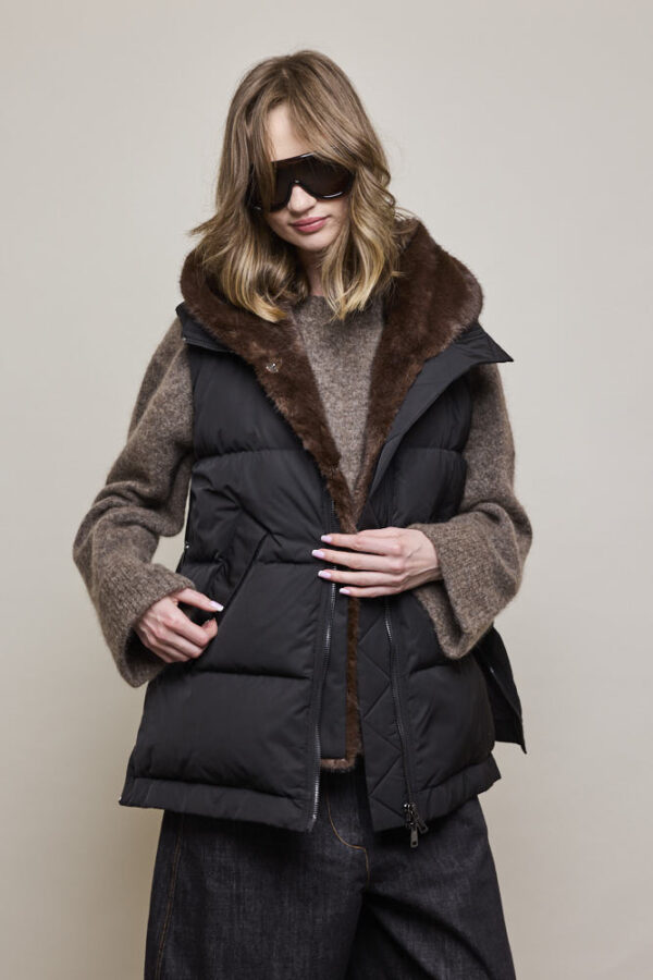 Padded Faux Fur Gilet - Image 2