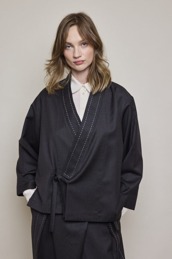 Stitch Detail Wrap Jacket - Image 4