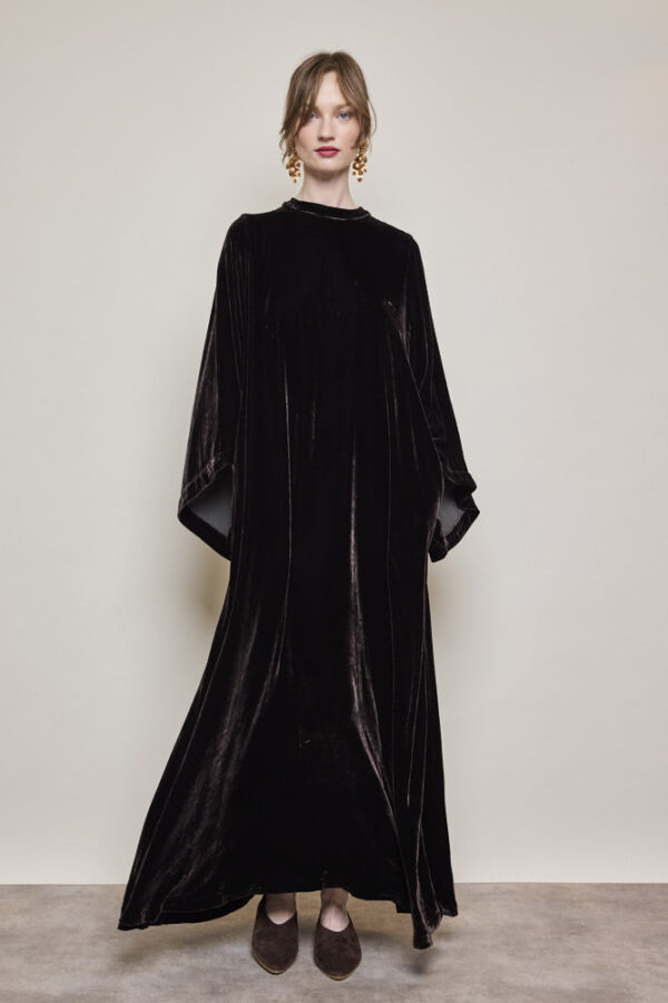 Tie Neck Velvet Dress