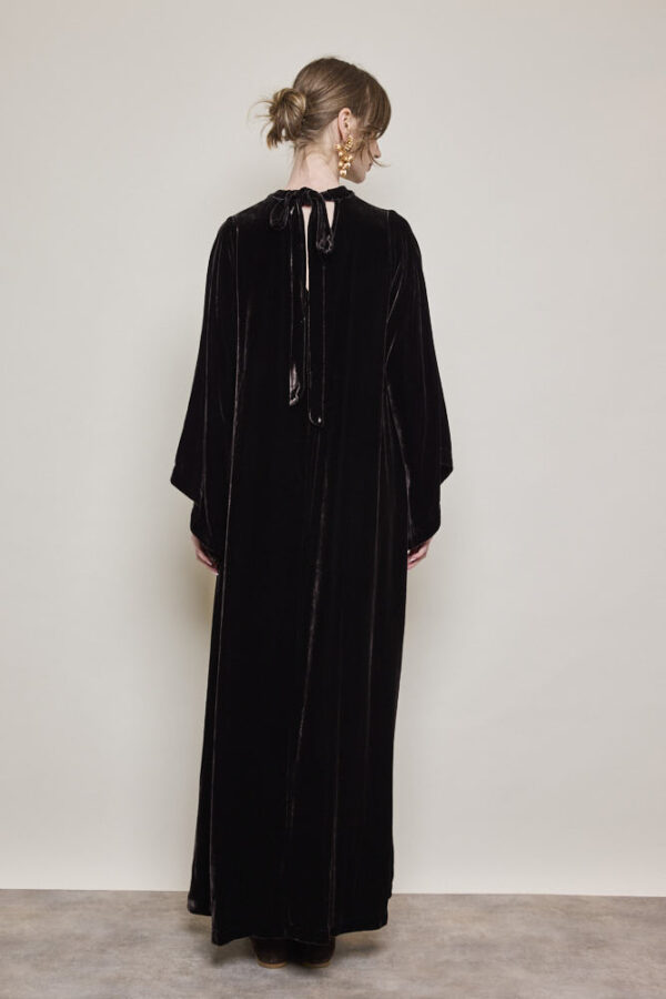 Tie Neck Velvet Dress - Image 2