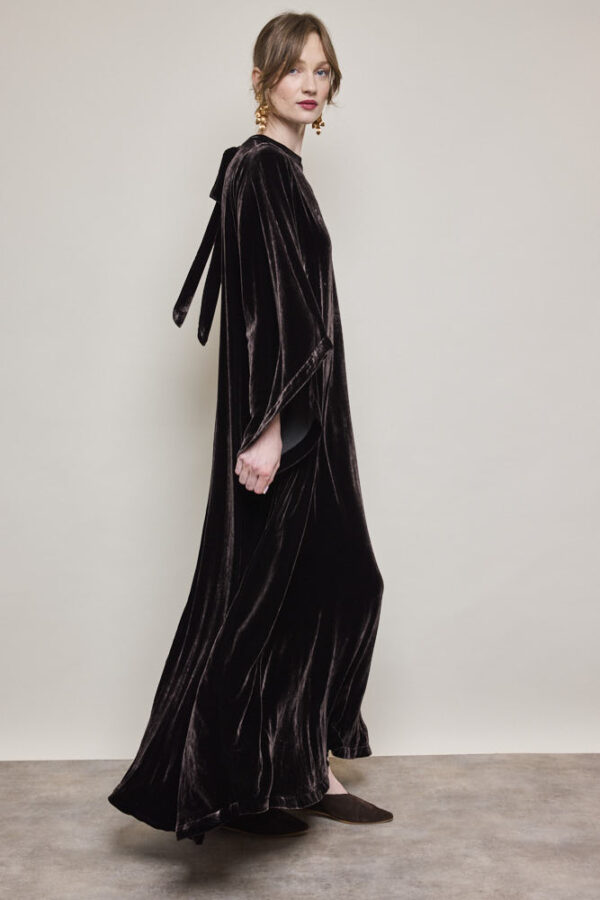 Tie Neck Velvet Dress - Image 3