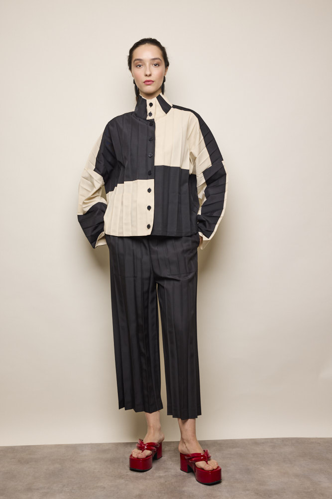 Bi Colour Pleat Jacket